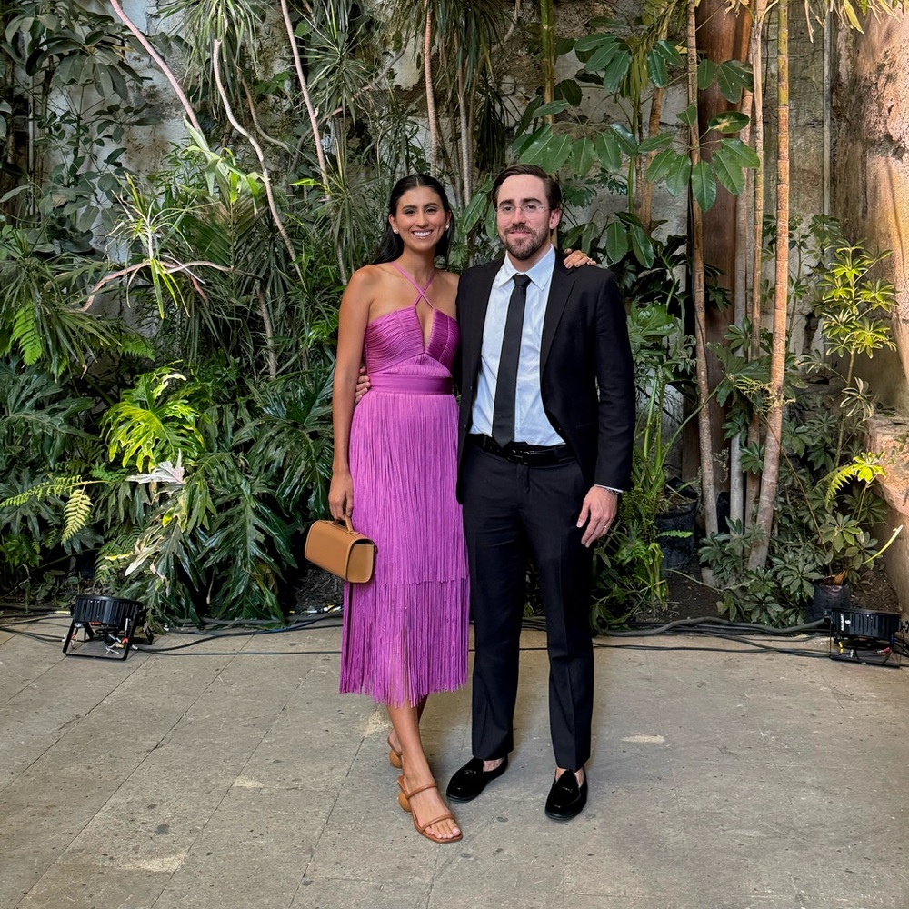 Herve Leger Magenta Fringe Dress